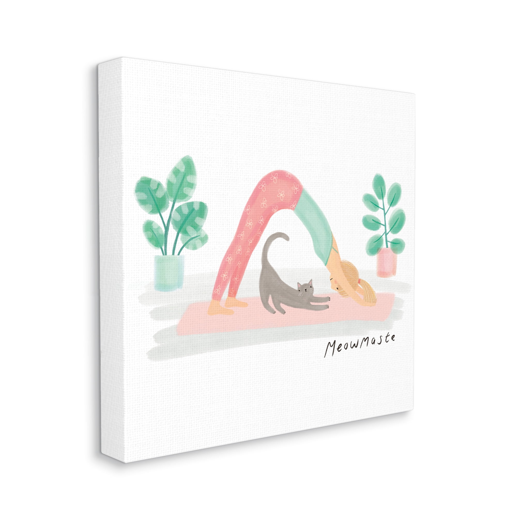 Stupell Industries Meowmaste Yoga Cat Pun Cute Stretching Pet, 30 x 30, Designed by Make Much Studios