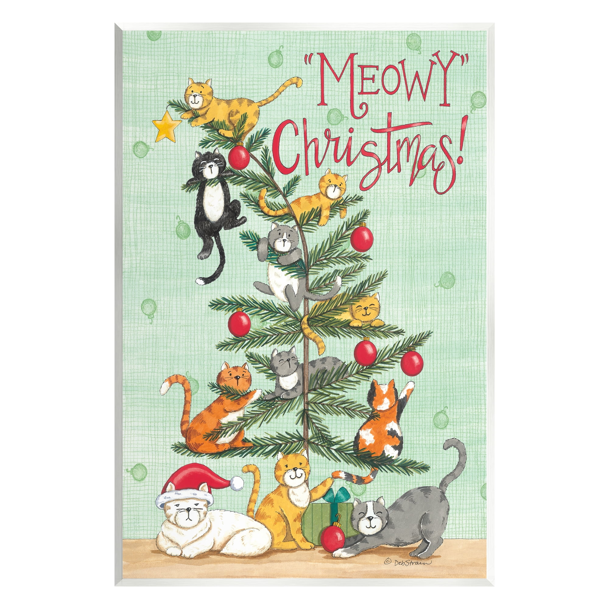 Stupell Industries Meowy Christmas Holiday Cats Holiday Painting Unframed Art Print Wall Art, 10 x 15