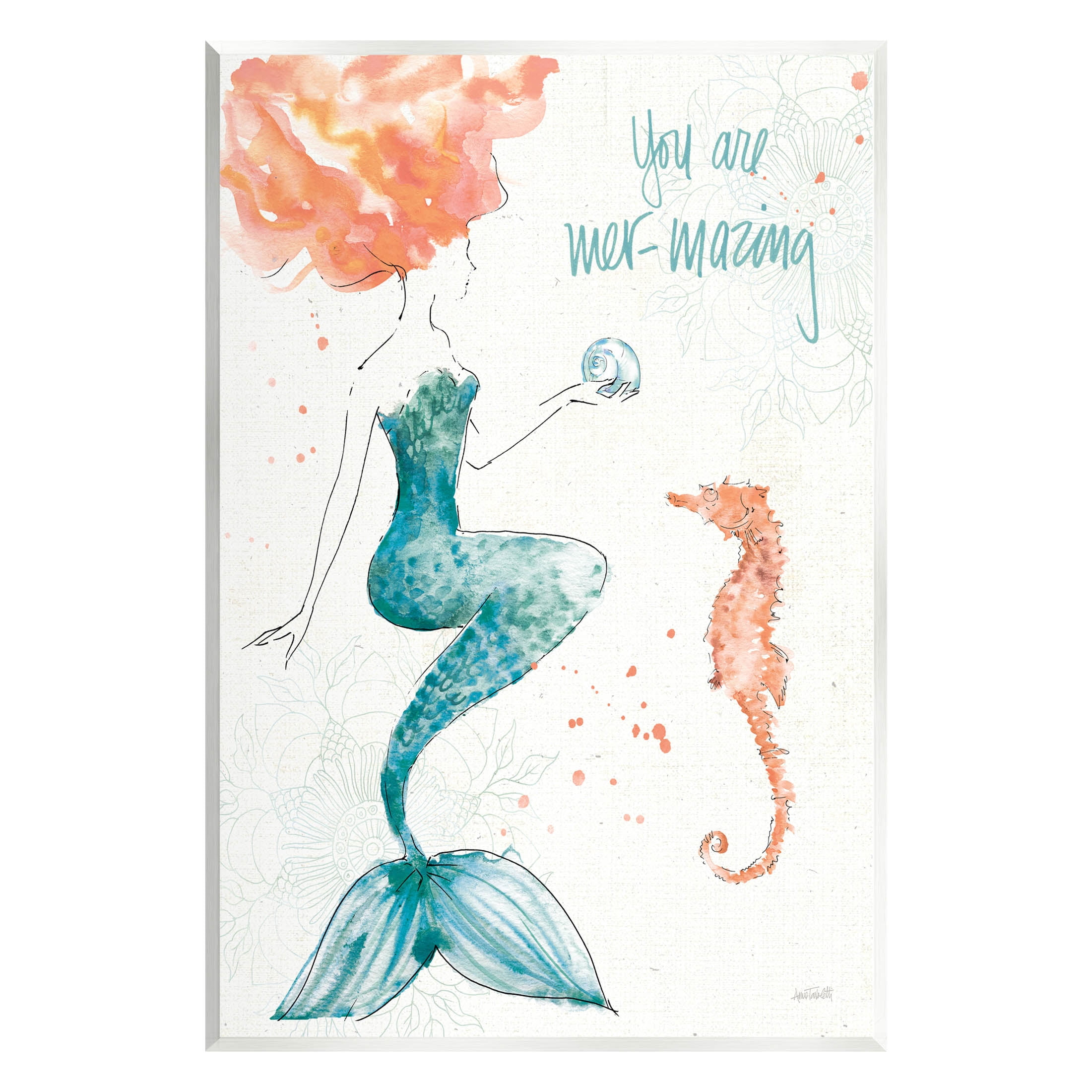 Stupell Industries Mer-Mazing Uplifting Mermaid Phrase Graphic Art Unframed Art Print Wall Art, Design by Anne Tavoletti