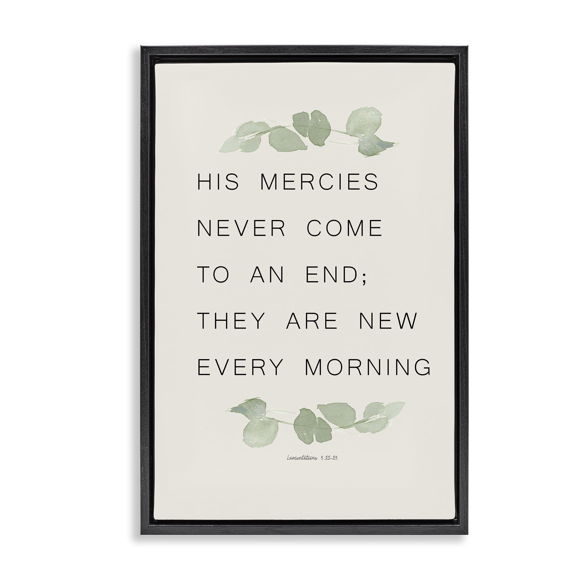 Stupell Industries Mercies New Every Morning Black Framed Floater Canvas Wall Art, design by Lucille Price