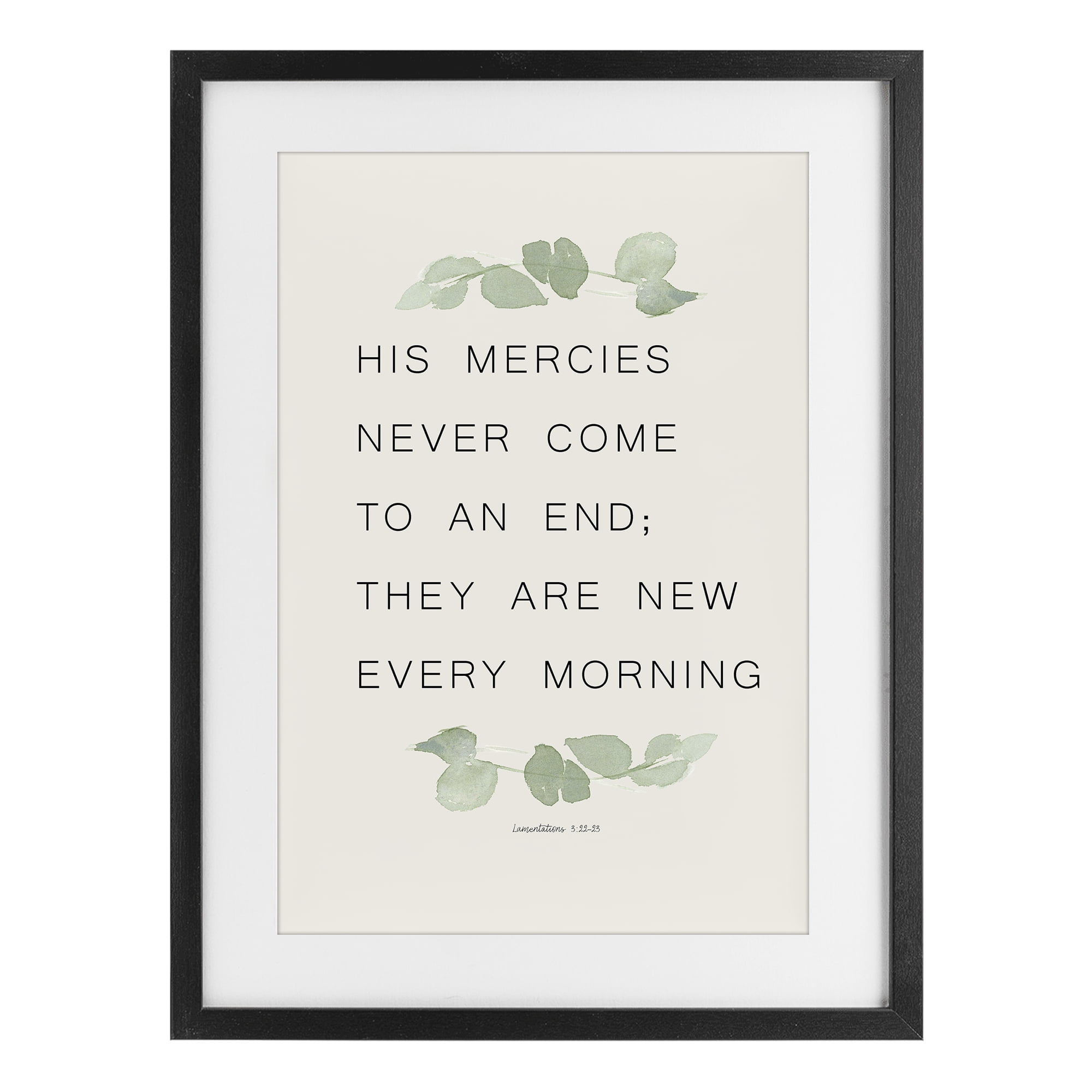 Stupell Industries Mercies New Every Morning Black Framed Print Under Glass, design by Lucille Price