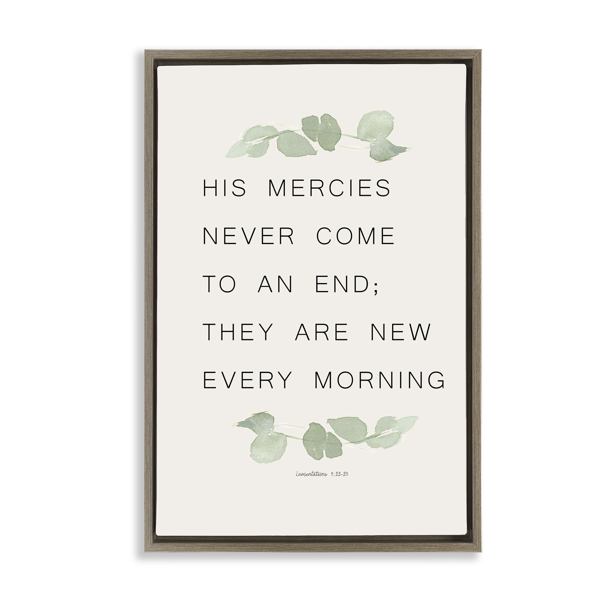 Stupell Industries Mercies New Every Morning Brown Framed Floater Canvas Wall Art, design by Lucille Price