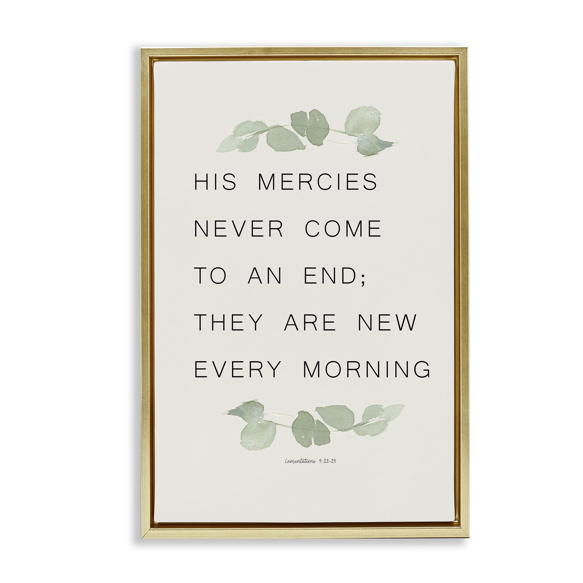 Stupell Industries Mercies New Every Morning Gold Framed Floater Canvas Wall Art, design by Lucille Price