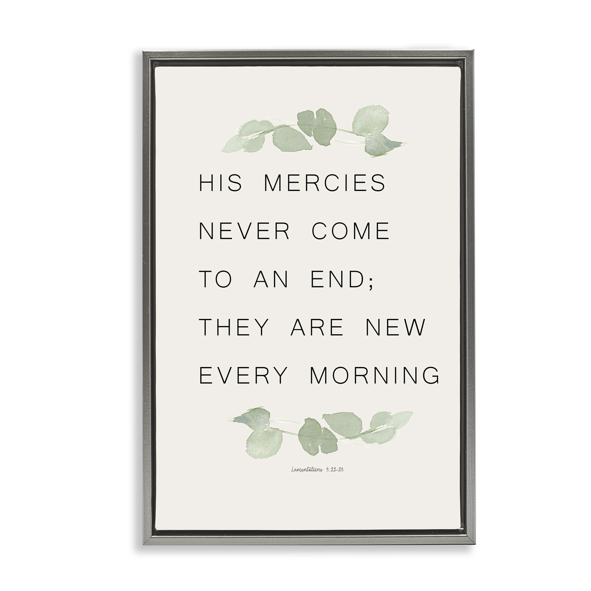 Stupell Industries Mercies New Every Morning Gray Framed Floater Canvas Wall Art, design by Lucille Price