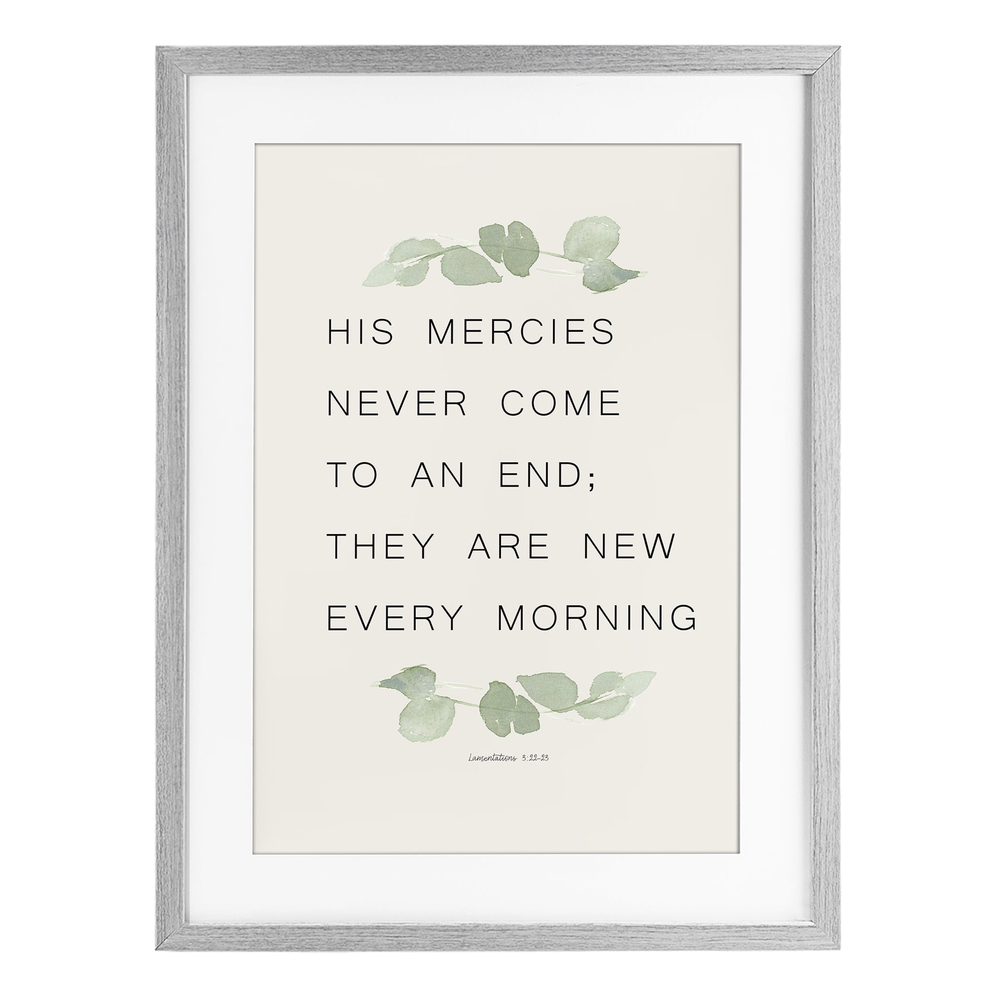 Stupell Industries Mercies New Every Morning Gray Framed Print Under Glass, design by Lucille Price