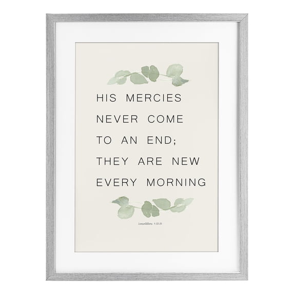 Stupell Industries Shabby Chic Mercies New Every Morning Gray Framed Print Under Glass, 17 x 23, by Lucille Price