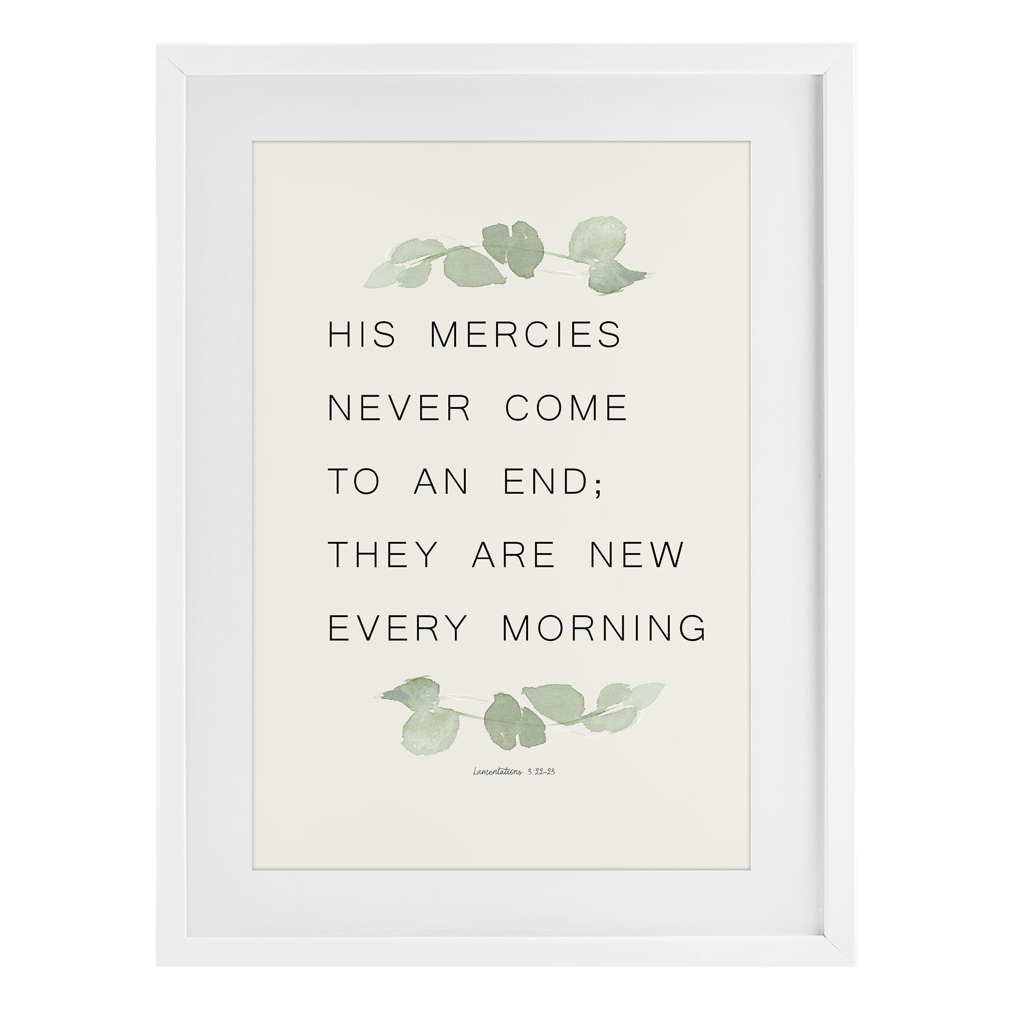 Stupell Industries Mercies New Every Morning White Framed Print Under Glass, design by Lucille Price