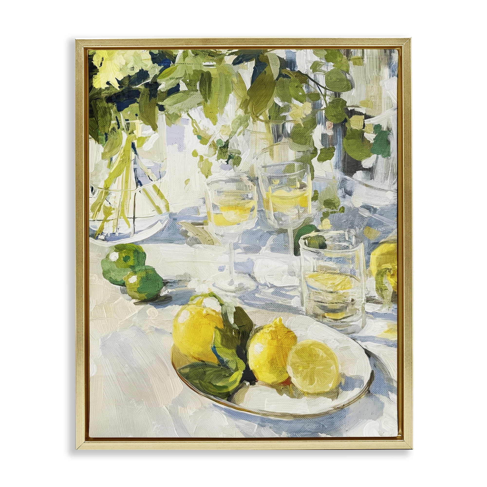 Stupell Industries Meringue Lemons Table Spread Gold Framed Floater Canvas Wall Art, design by Annabelle Hall