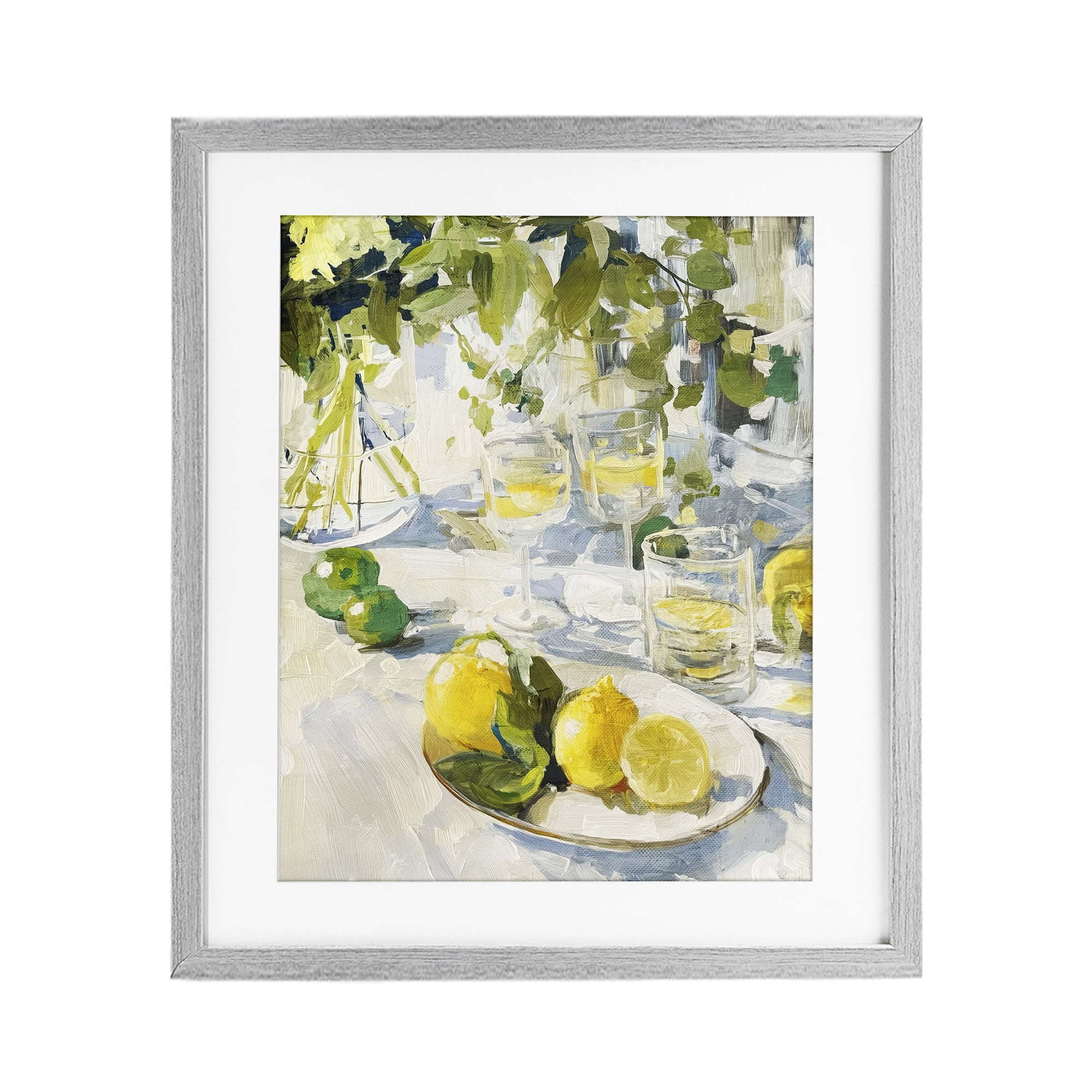Stupell Industries Meringue Lemons Table Spread Gray Framed Print Under Glass, design by Annabelle Hall