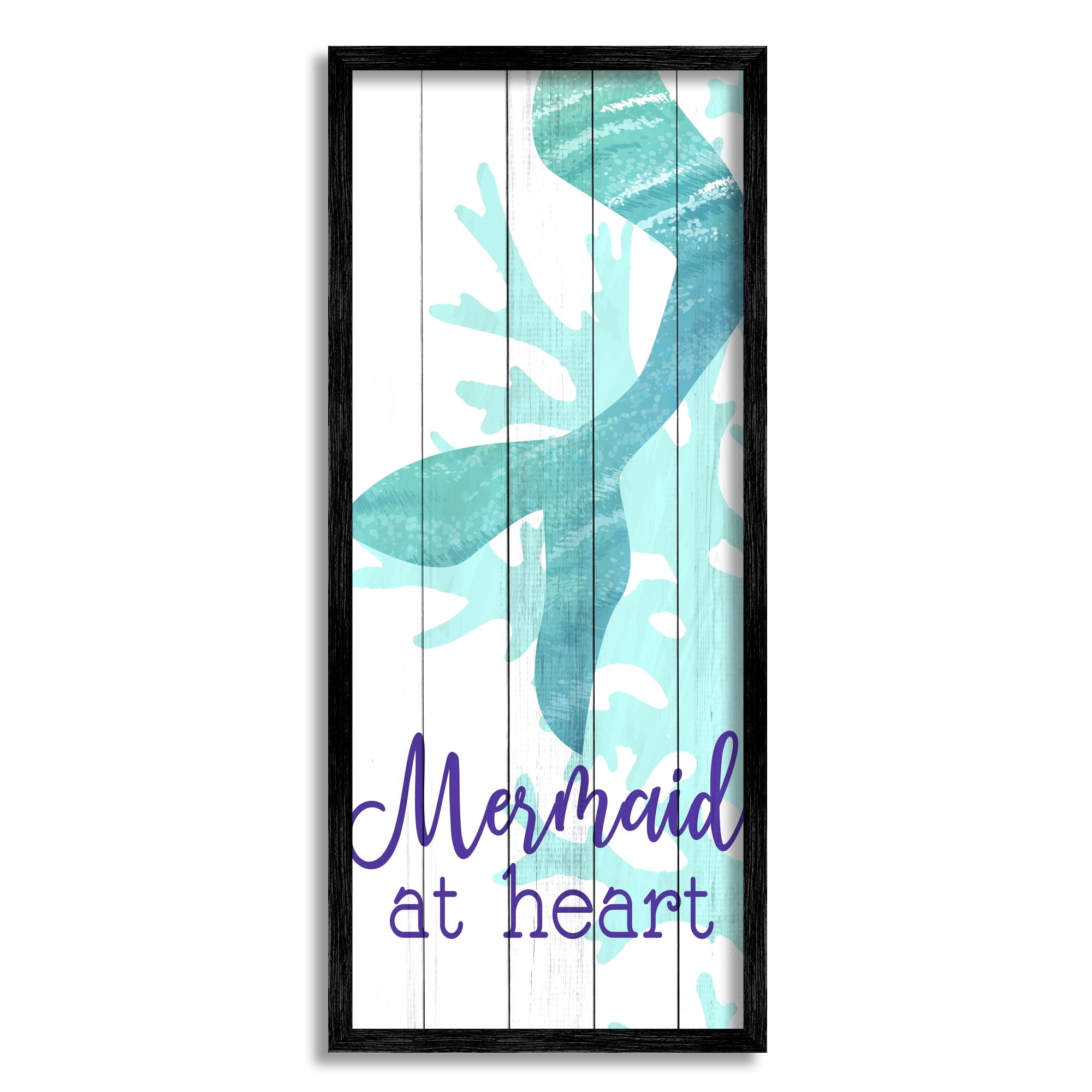 Stupell Industries Mermaid At Heart Saying Calligraphy Turquoise Tail , 13 x 30, Design by Kim Allen