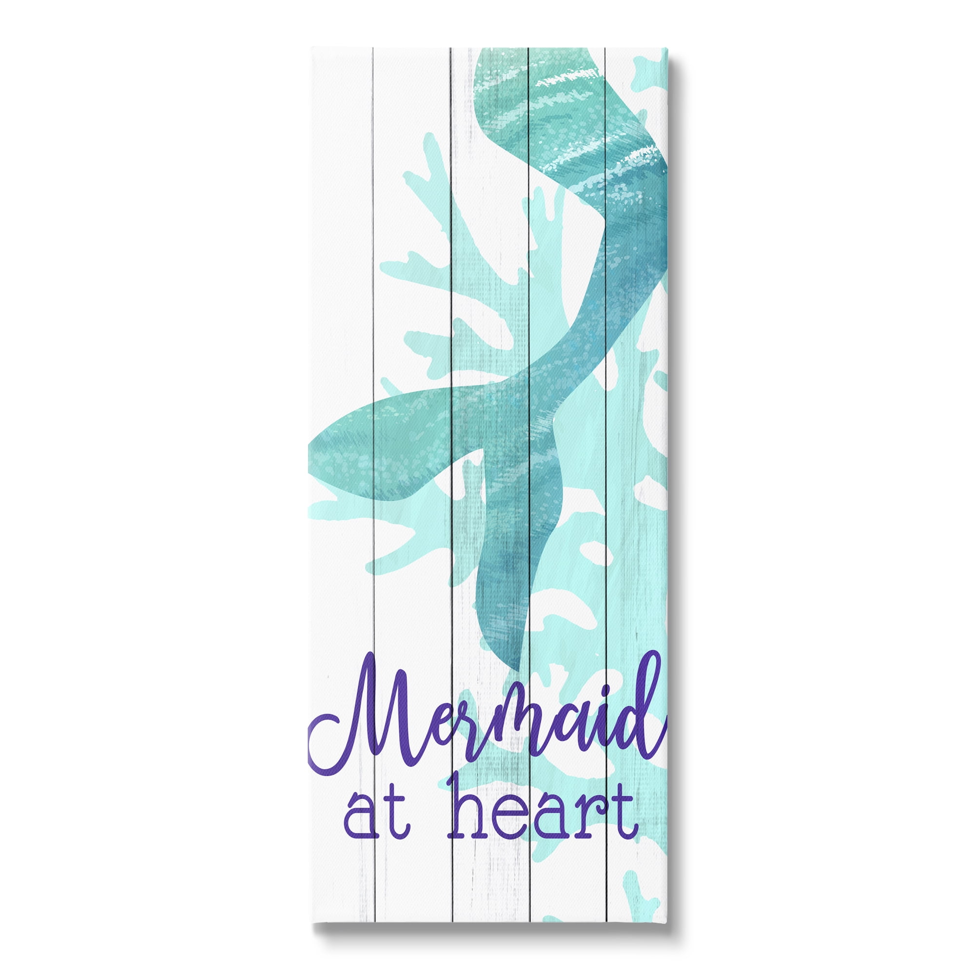 Stupell Industries Mermaid At Heart Saying Calligraphy Turquoise Tail , 17 x 40, Design by Kim Allen