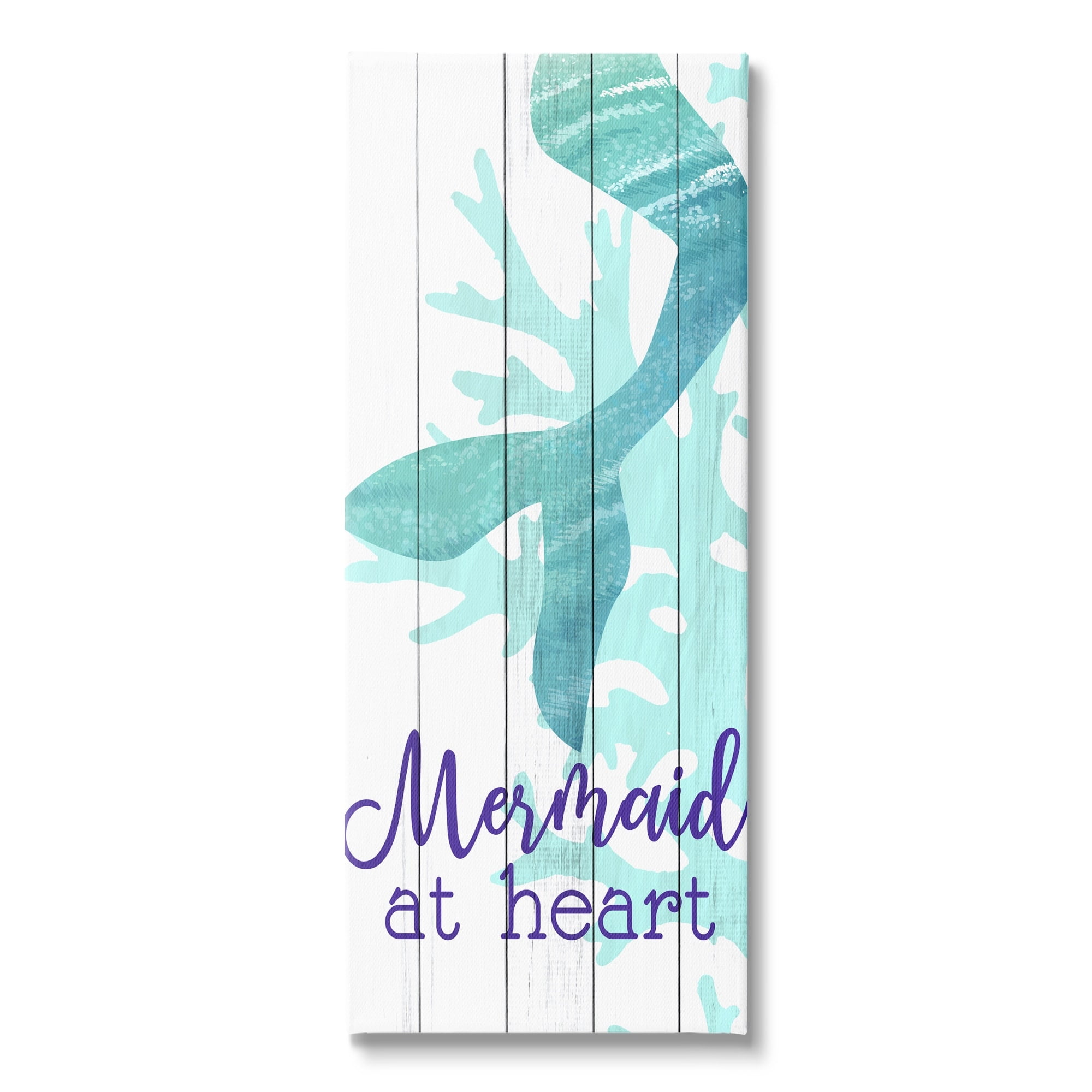 Stupell Industries Mermaid At Heart Saying Calligraphy Turquoise Tail , 20 x 48, Design by Kim Allen