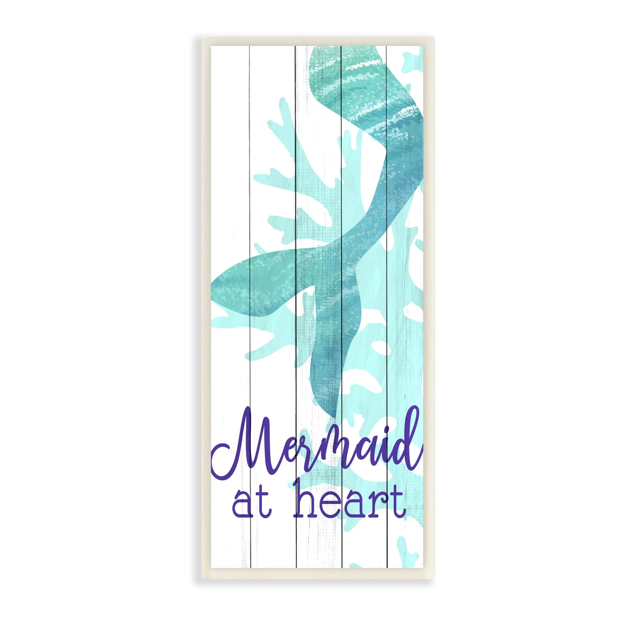 Stupell Industries Mermaid At Heart Saying Calligraphy Turquoise Tail , 7 x 17, Design by Kim Allen