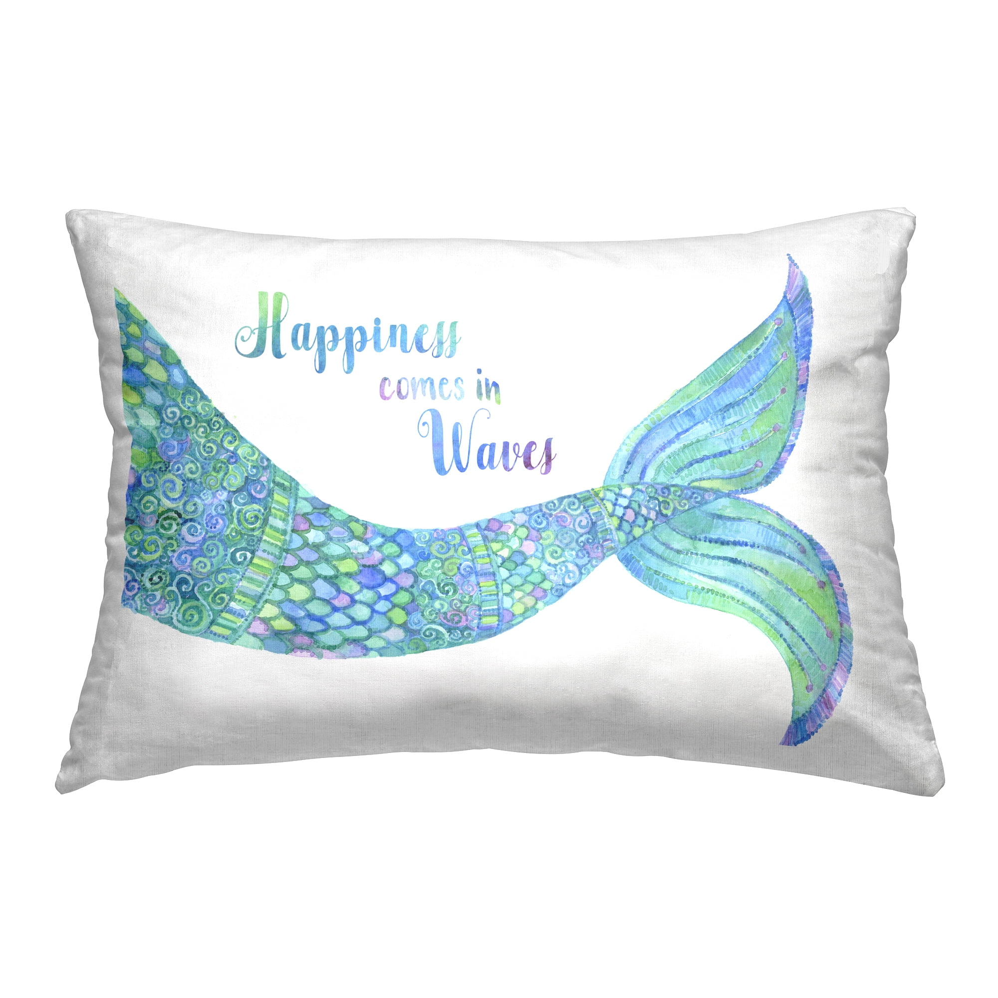 Stupell Industries Mermaid Happiness Phrase Decorative Printed Throw Pillow, 14 x 20