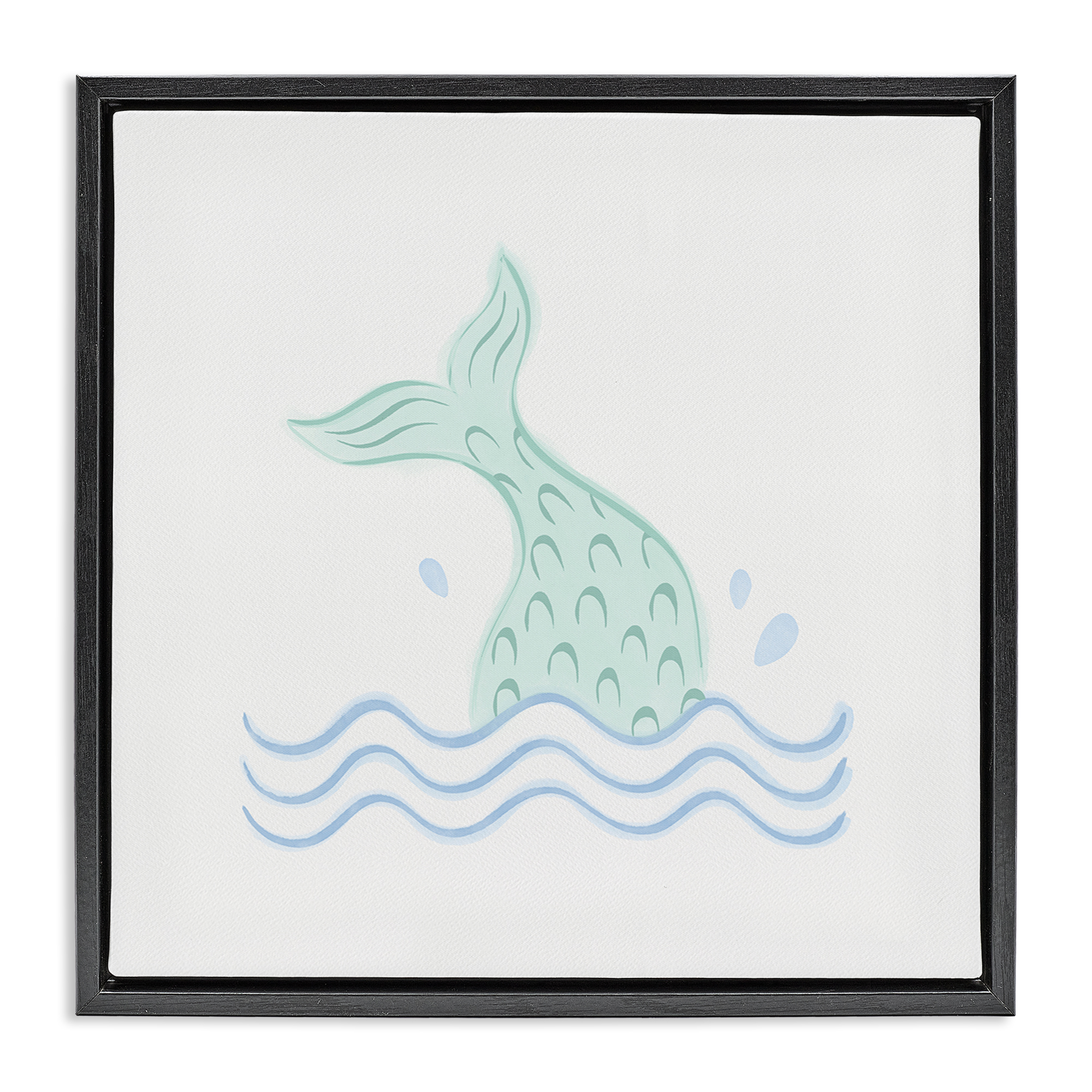 Stupell Industries Mermaid Tail in Water Fantasy & Sci-Fi Painting Black Floater Framed Canvas Art Print Wall Art, 18 x 18