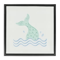 Stupell Industries Mermaid Tail in Water Fantasy & Sci-Fi Painting Black Floater Framed Canvas Art Print Wall Art, 18 x 18