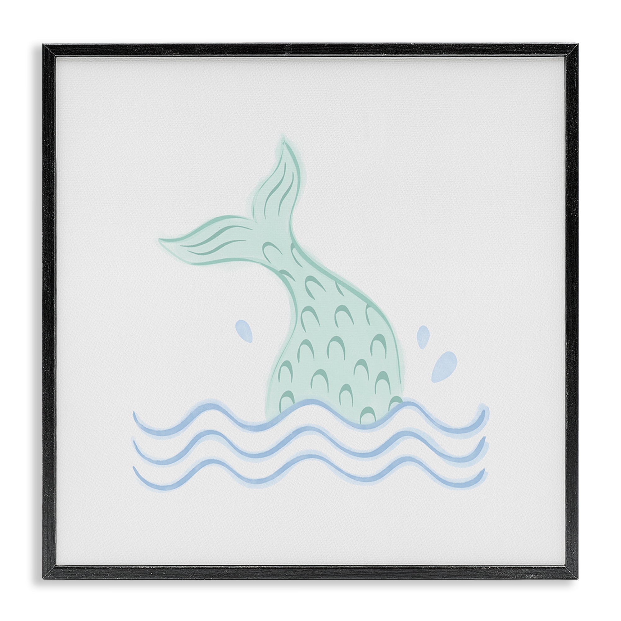 Stupell Industries Mermaid Tail in Water Fantasy & Sci-Fi Painting Black Framed Art Print Wall Art, 24 x 24