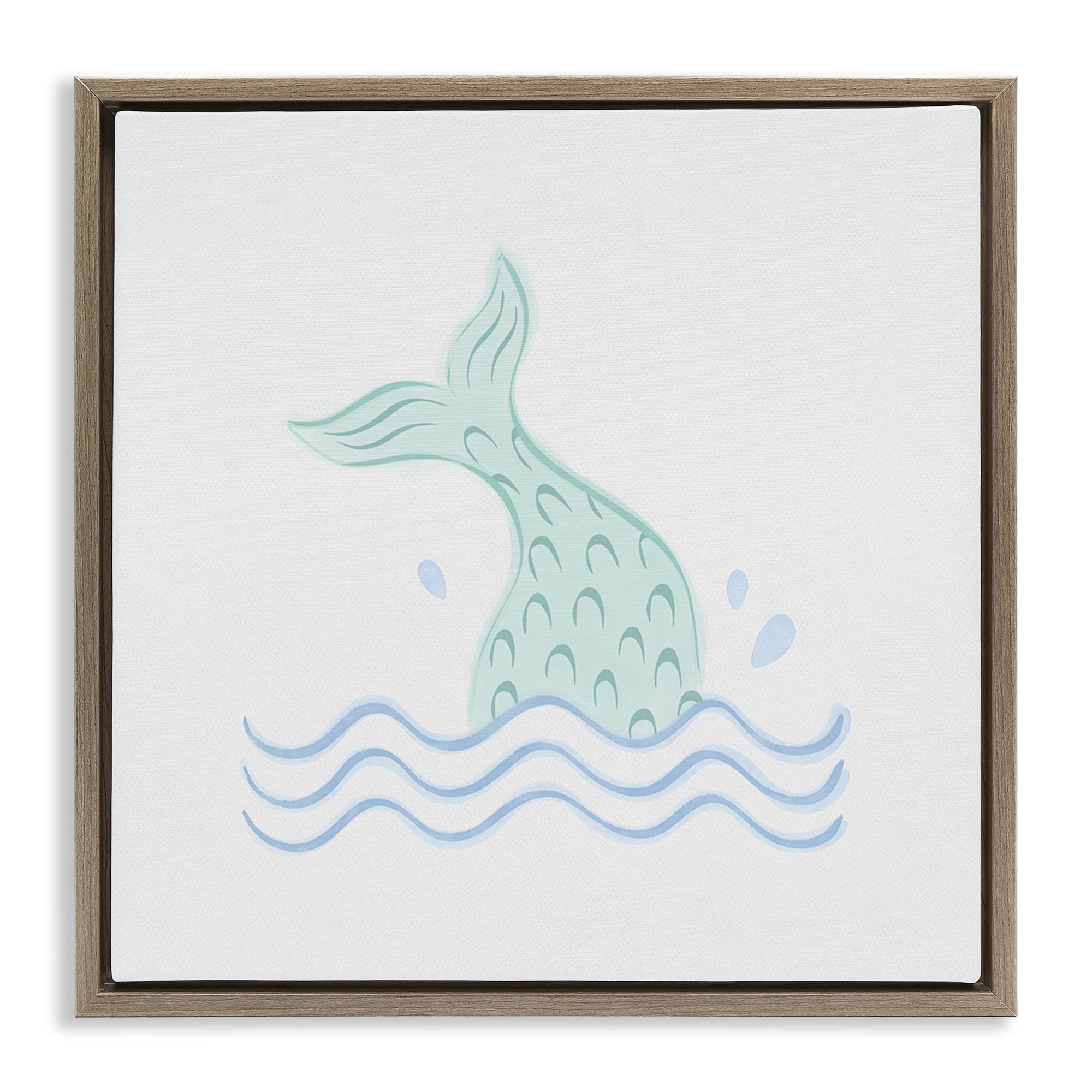 Stupell Industries Mermaid Tail in Water Fantasy & Sci-Fi Painting Brown Floater Framed Canvas Art Print Wall Art, 25 x 25