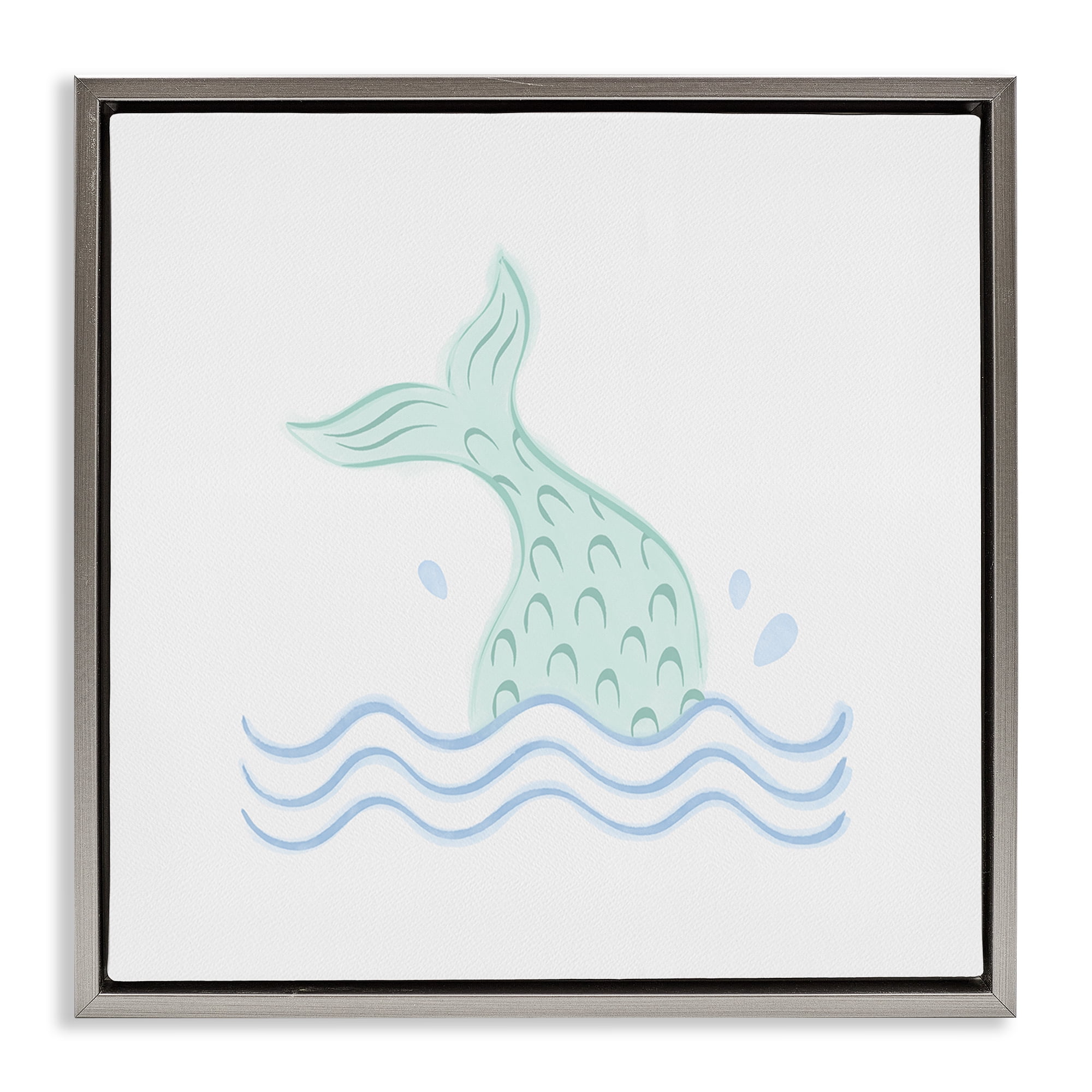 Stupell Industries Mermaid Tail in Water Fantasy & Sci-Fi Painting Gray Floater Framed Canvas Art Print Wall Art, 25 x 25