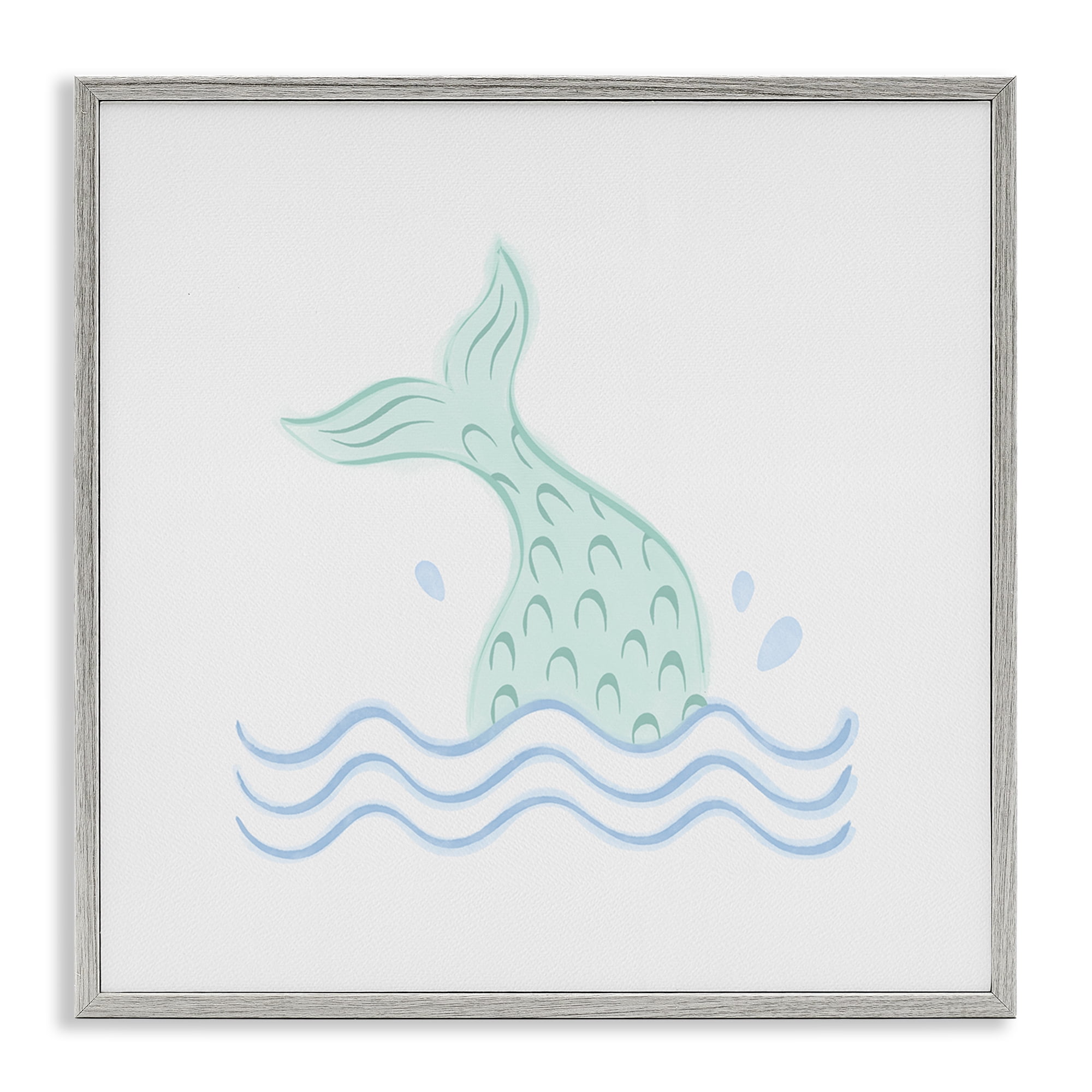 Stupell Industries Mermaid Tail in Water Fantasy & Sci-Fi Painting Gray Framed Art Print Wall Art, 17 x 17