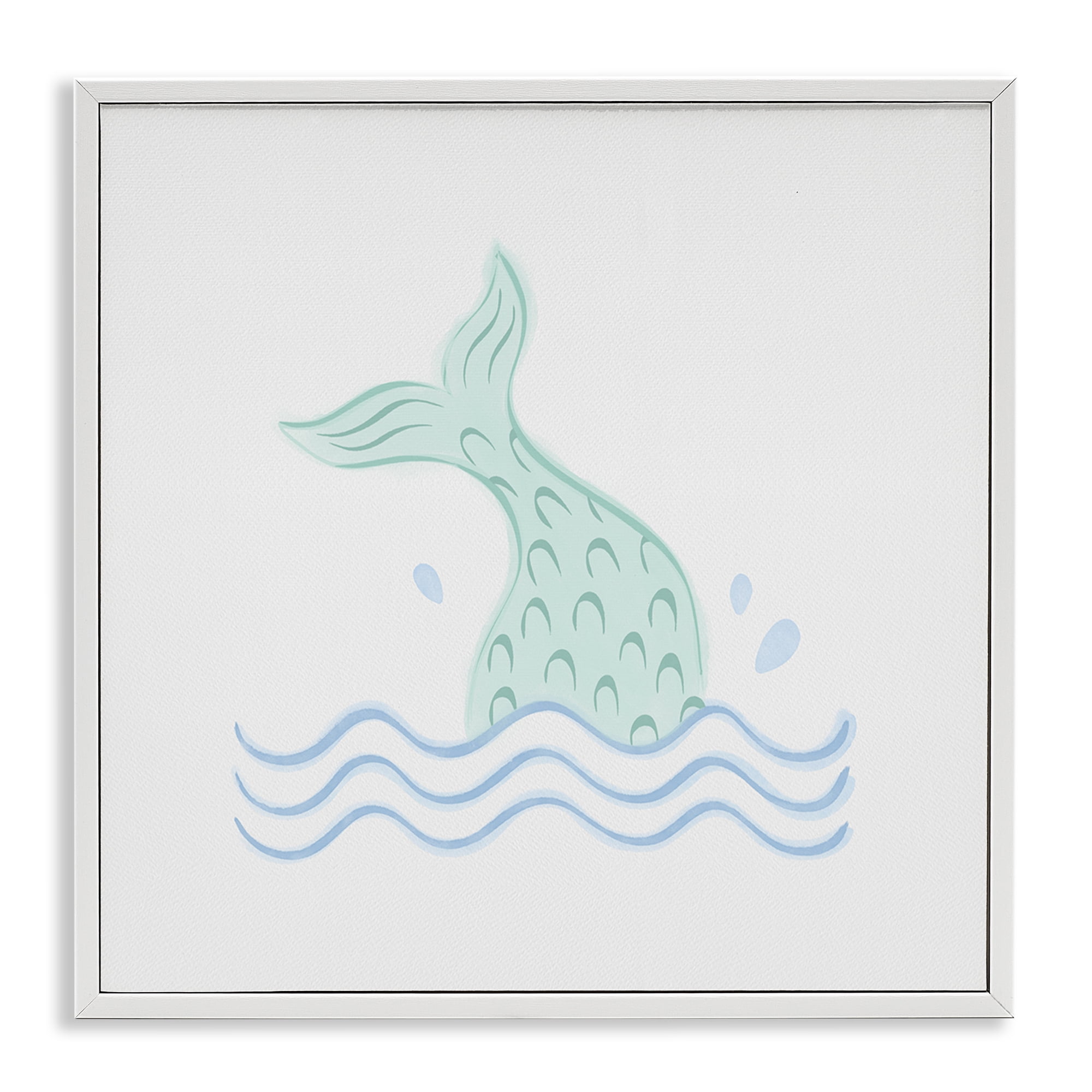 Stupell Industries Mermaid Tail in Water Fantasy & Sci-Fi Painting White Framed Art Print Wall Art, 17 x 17