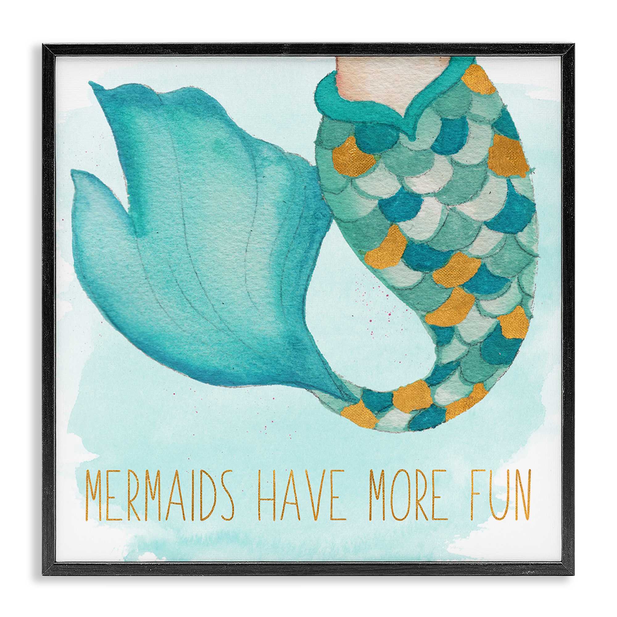 Stupell Industries Mermaids Have Fun Fantasy & Sci-Fi Painting Black Framed Art Print Wall Art, 17 x 17