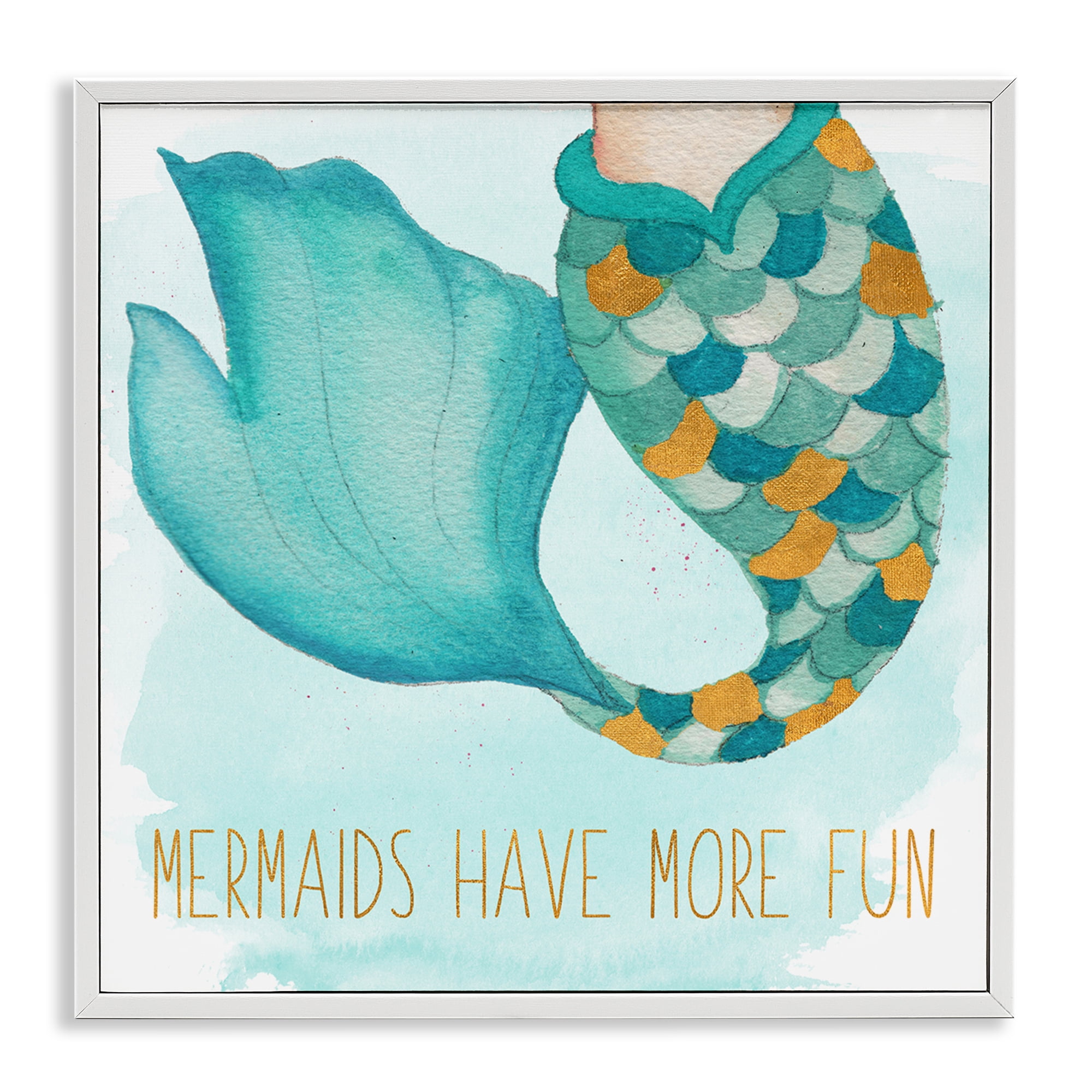 Stupell Industries Mermaids Have Fun Fantasy & Sci-Fi Painting White Framed Art Print Wall Art, 17 x 17