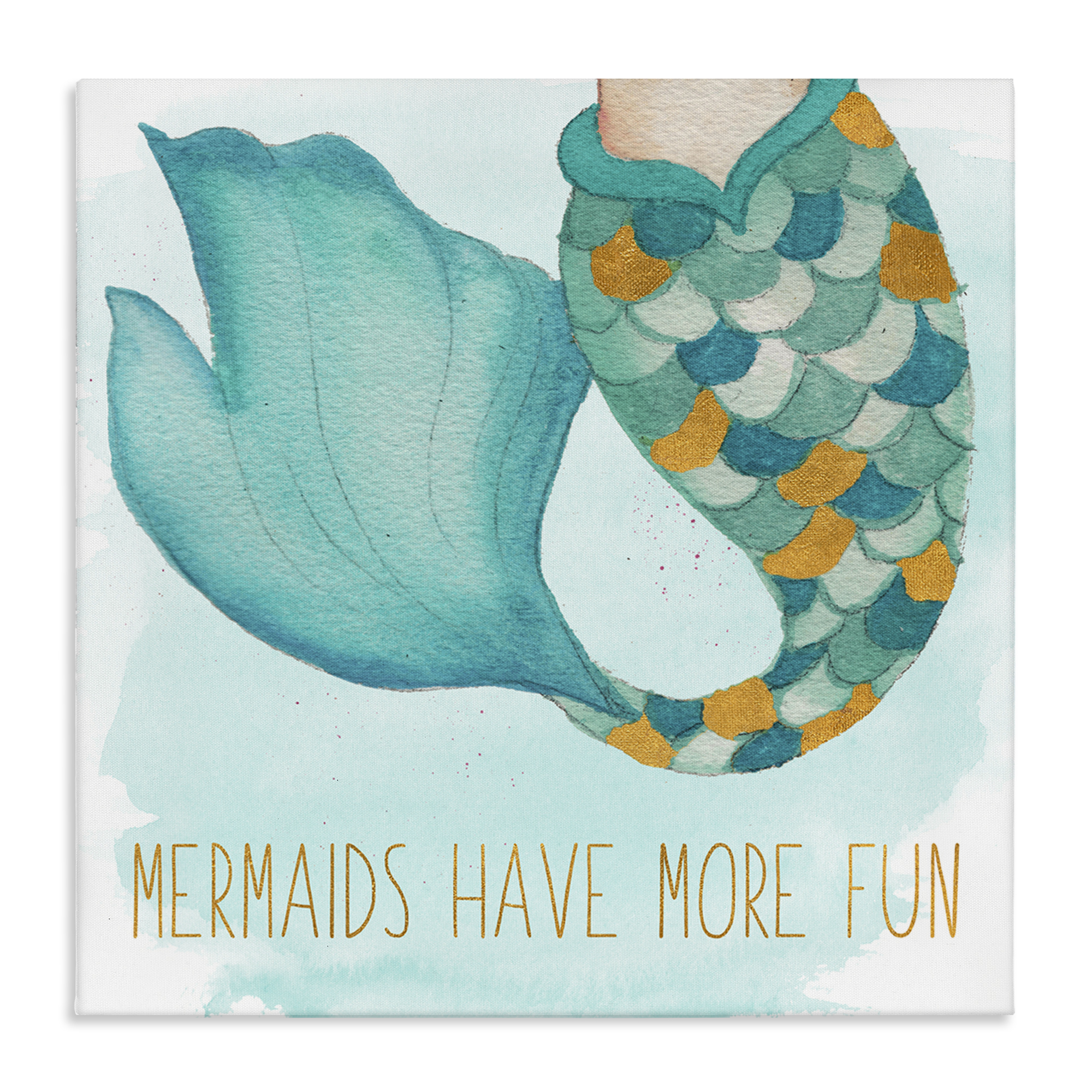 Stupell Industries Mermaids Have Fun Fantasy & Sci-Fi Painting Wrapped Canvas Art Print Wall Art, 17 x 17