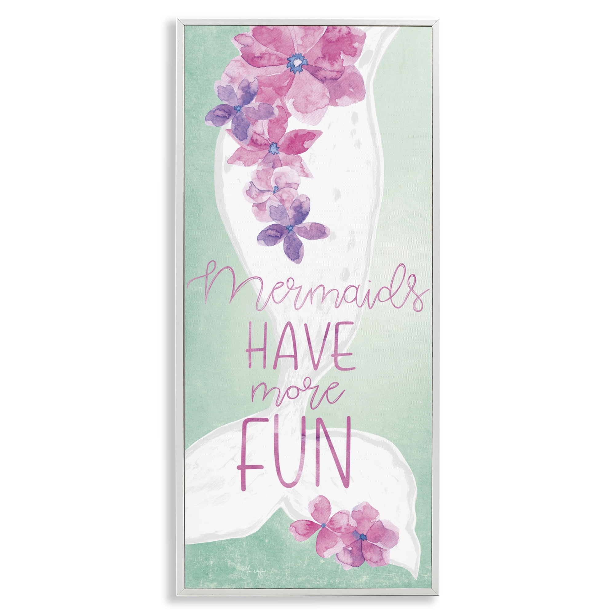 Stupell Industries Mermaids Have More Fun White Framed Giclee Art, design by Yass Naffas Designs