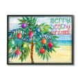 thumbnail image 1 of Stupell Industries Merry Beachy Christmas Holiday Palm Graphic Art Black Framed Art Print Wall Art, Design by Paul Brent, 1 of 7