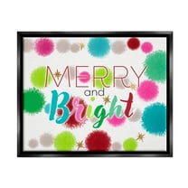 Stupell Industries Merry & Bright Bold Holiday Phrase Holiday Painting Black Floater Framed Art Print Wall Art