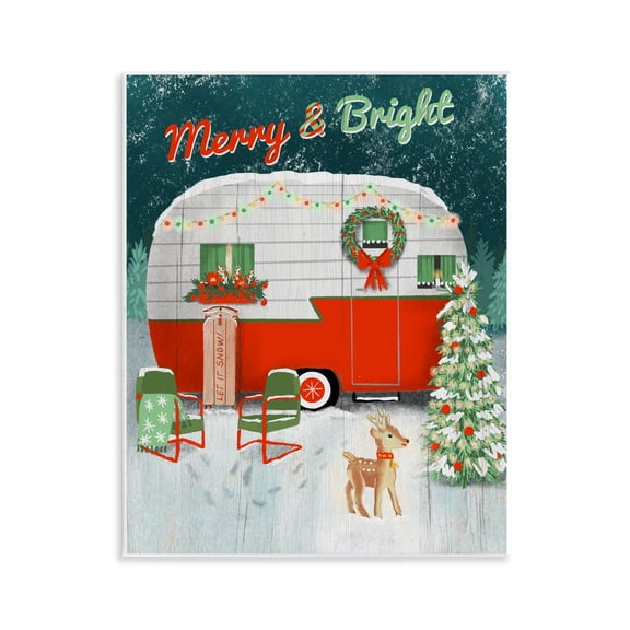 Stupell Industries Merry & Bright Camper Wall Plaque Art design by Jilly Jack Designs, 14 x 11
