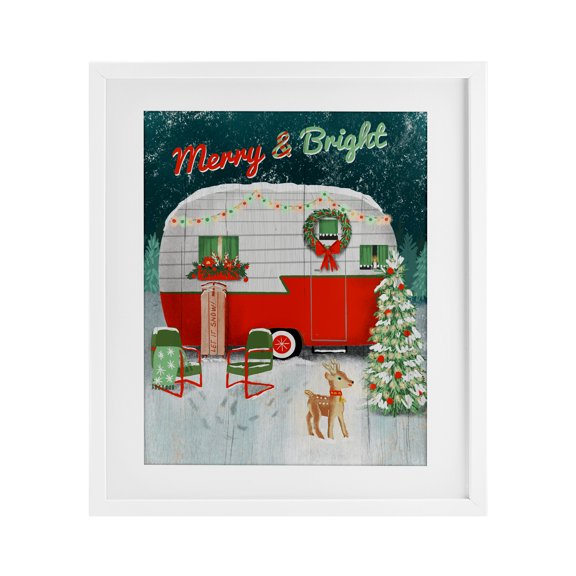 Stupell Industries Merry & Bright Camper White Framed Print Under Glass design by Jilly Jack Designs, 16 x 13