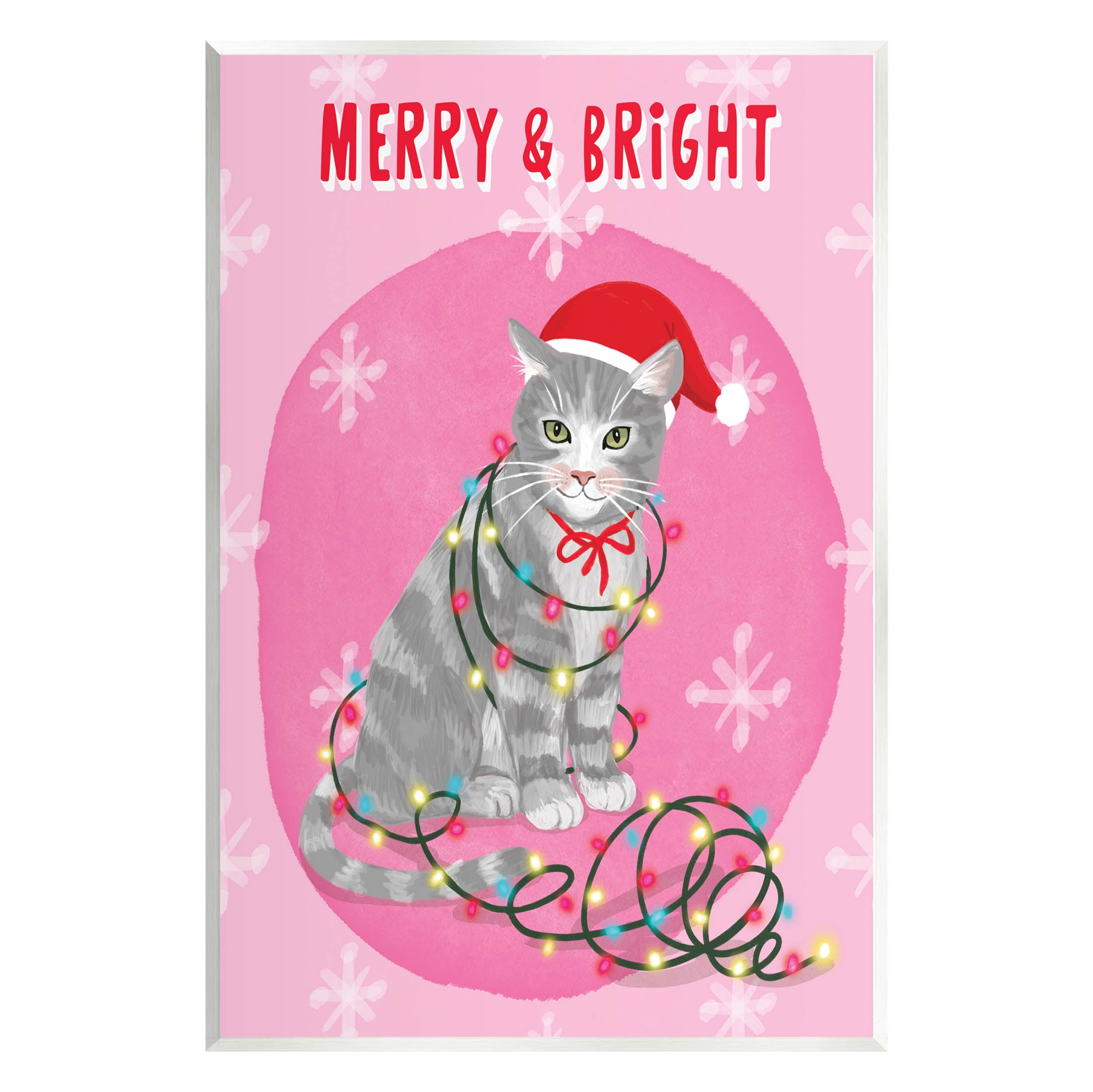 Stupell Industries Merry & Bright Christmas Cat Lights Graphic Art Unframed Art Print Wall Art, Design by Be Ni La