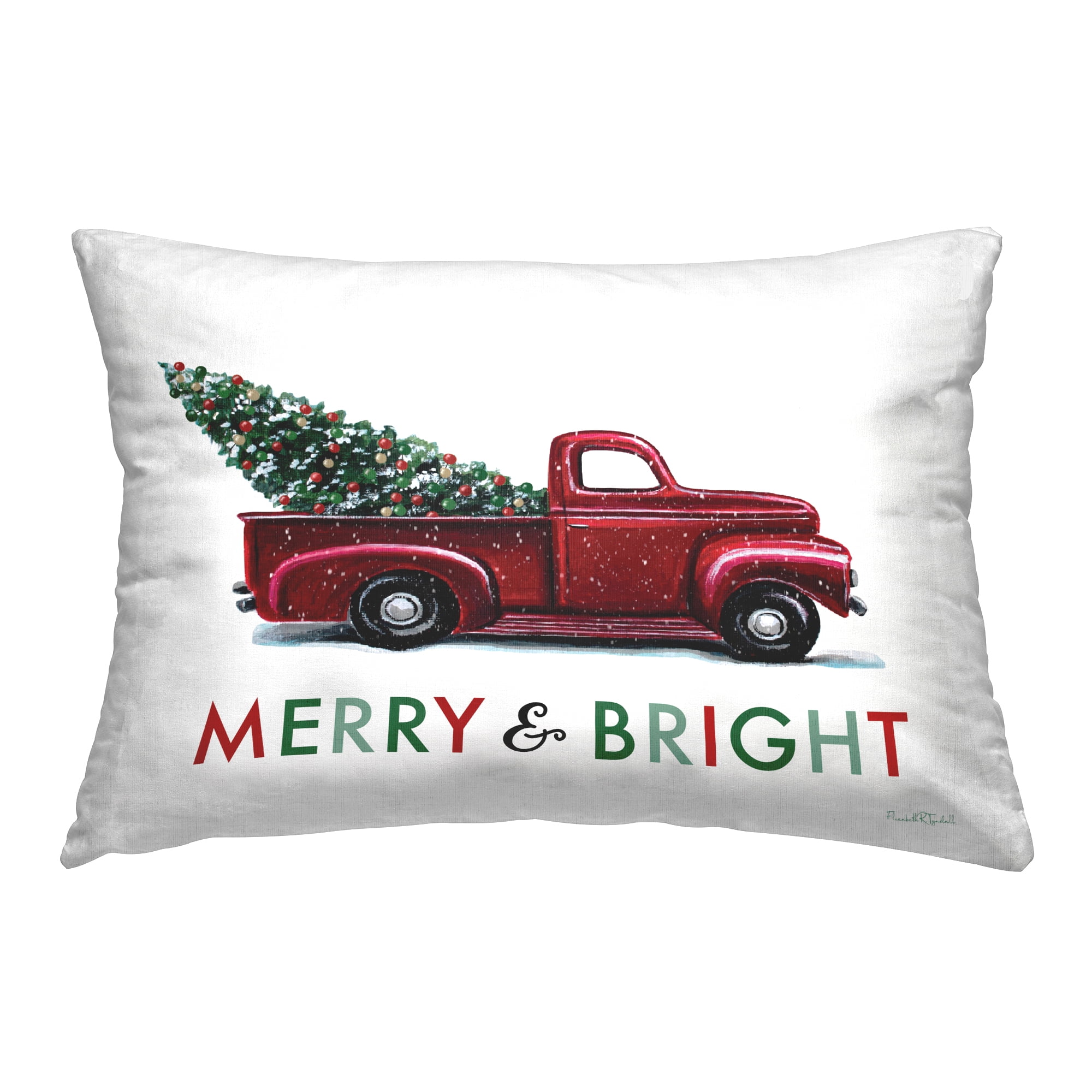 Stupell Industries Merry Bright Christmas Truck Decorative Printed Throw Pillow, 14 x 20