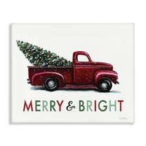 Stupell Industries Merry Bright Christmas Truck Holiday Painting Gallery Wrapped Canvas Art Prints Wall Art, 20 x 16