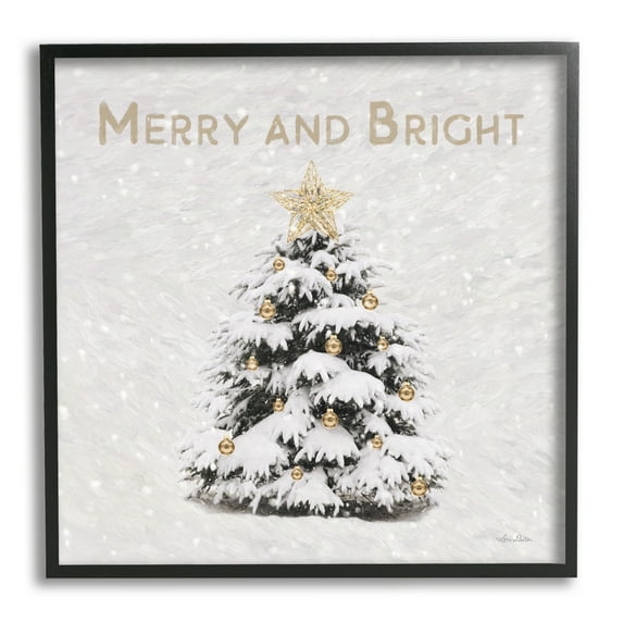 Stupell Industries Merry & Bright Scene Holiday Painting Black Framed Art Print Wall Art, 12 x 12