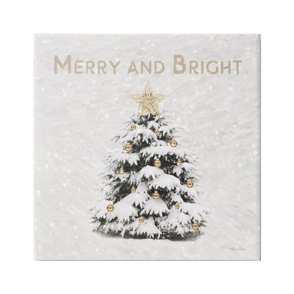 Stupell Industries Merry & Bright Scene Holiday Painting Gallery Wrapped Canvas Print Wall Art, 17 x 17