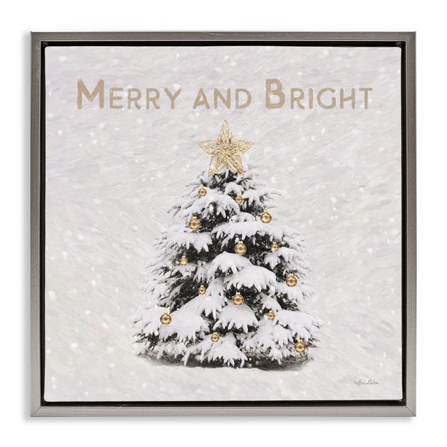 Stupell Industries Merry & Bright Scene Holiday Painting Gray Floater