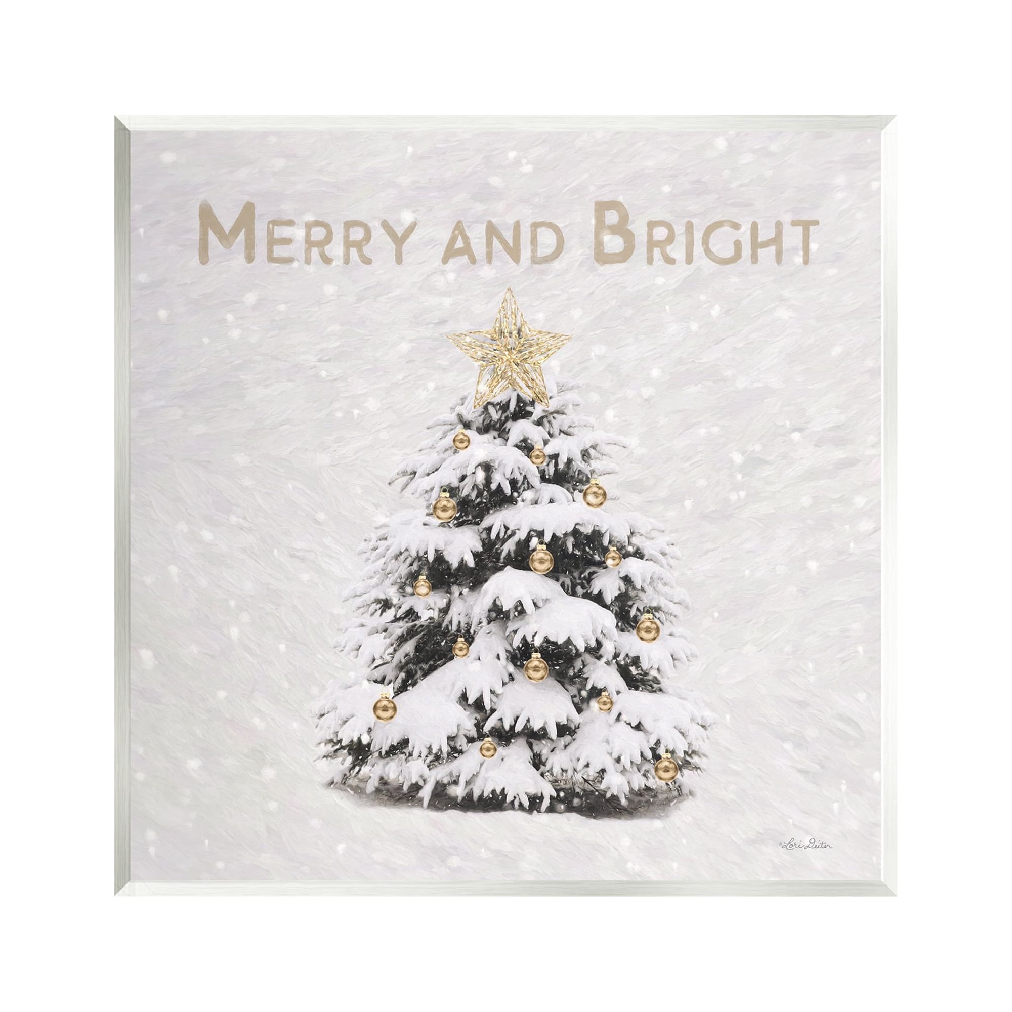 Stupell Industries Merry & Bright Scene Holiday Painting Unframed Art Print Wall Art, 12 x 12