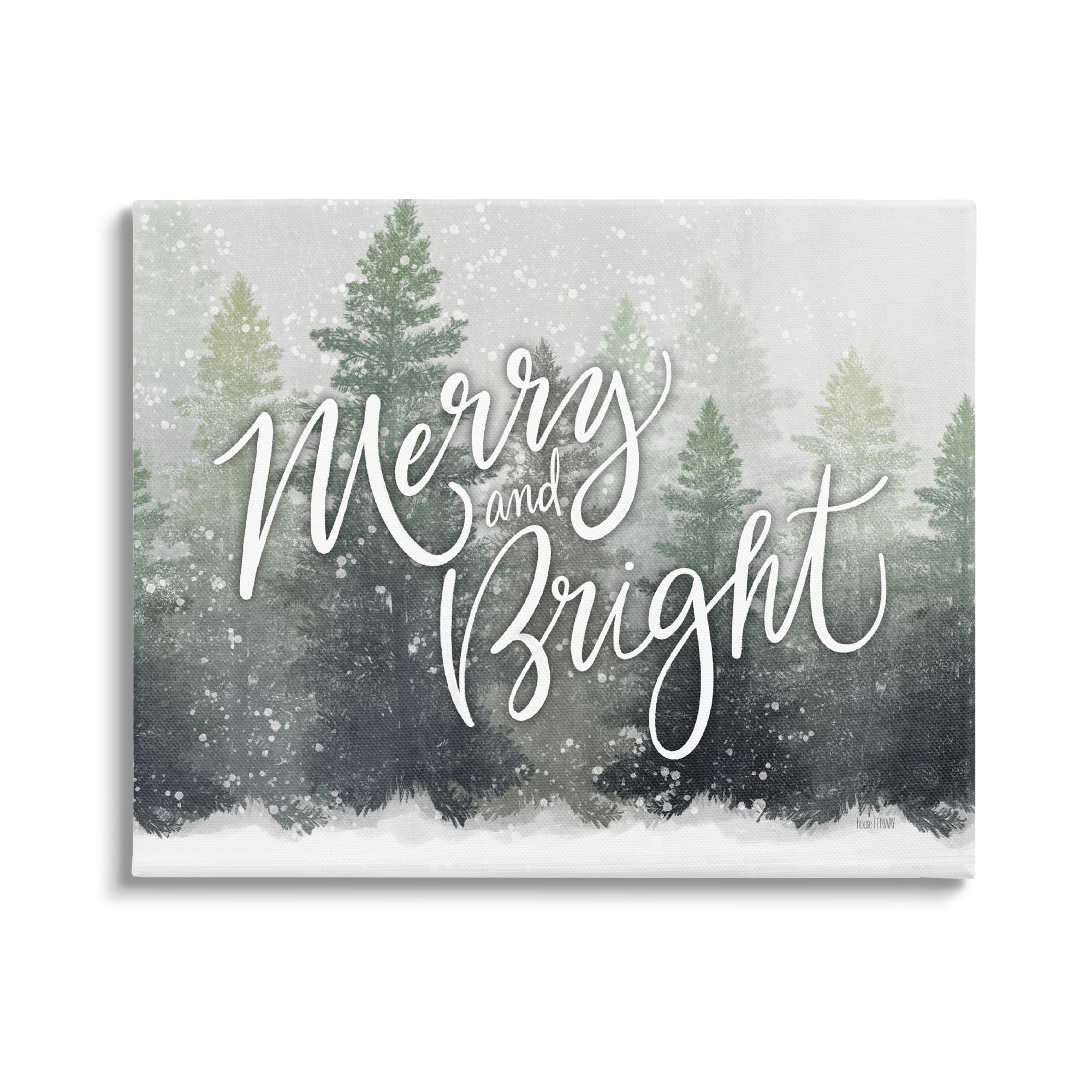 Stupell Industries Merry & Bright Scenic Niveous Winter Forest Landscape Graphic Art Gallery Wrapped Canvas Print Wall Art, Design by House Fenway