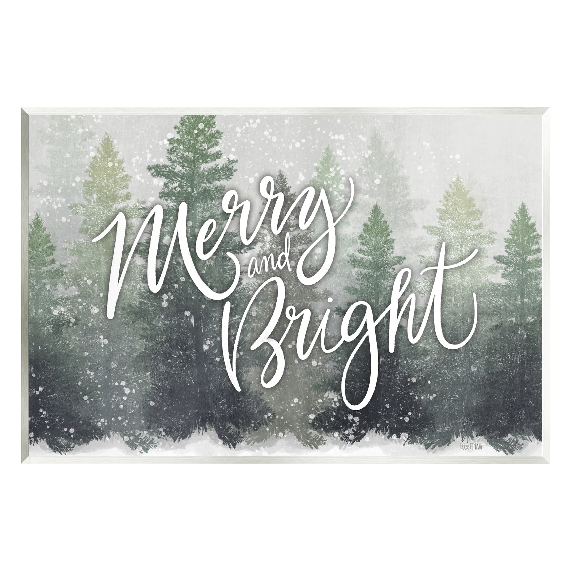 Stupell Industries Merry & Bright Scenic Niveous Winter Forest Landscape Graphic Art Unframed Art Print Wall Art, Design by House Fenway