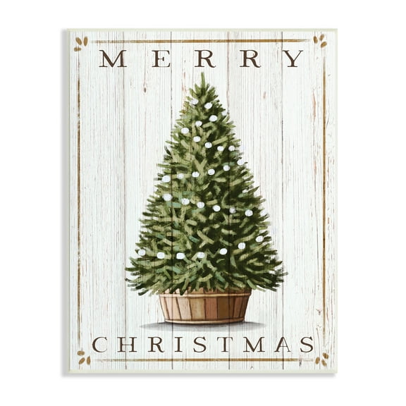 Stupell Industries Merry Christmas Country Farm Tree Rustic Pattern, 13 x 19, Design by Elizabeth Tyndall