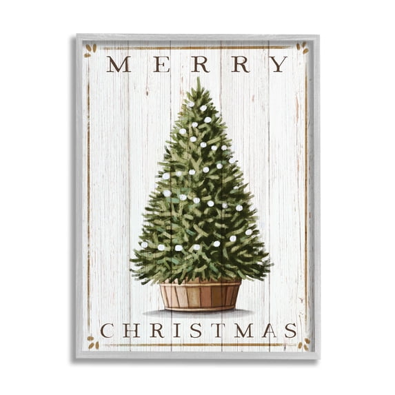 Stupell Industries Merry Christmas Country Farm Tree Rustic Pattern, 16 x 20, Design by Elizabeth Tyndall