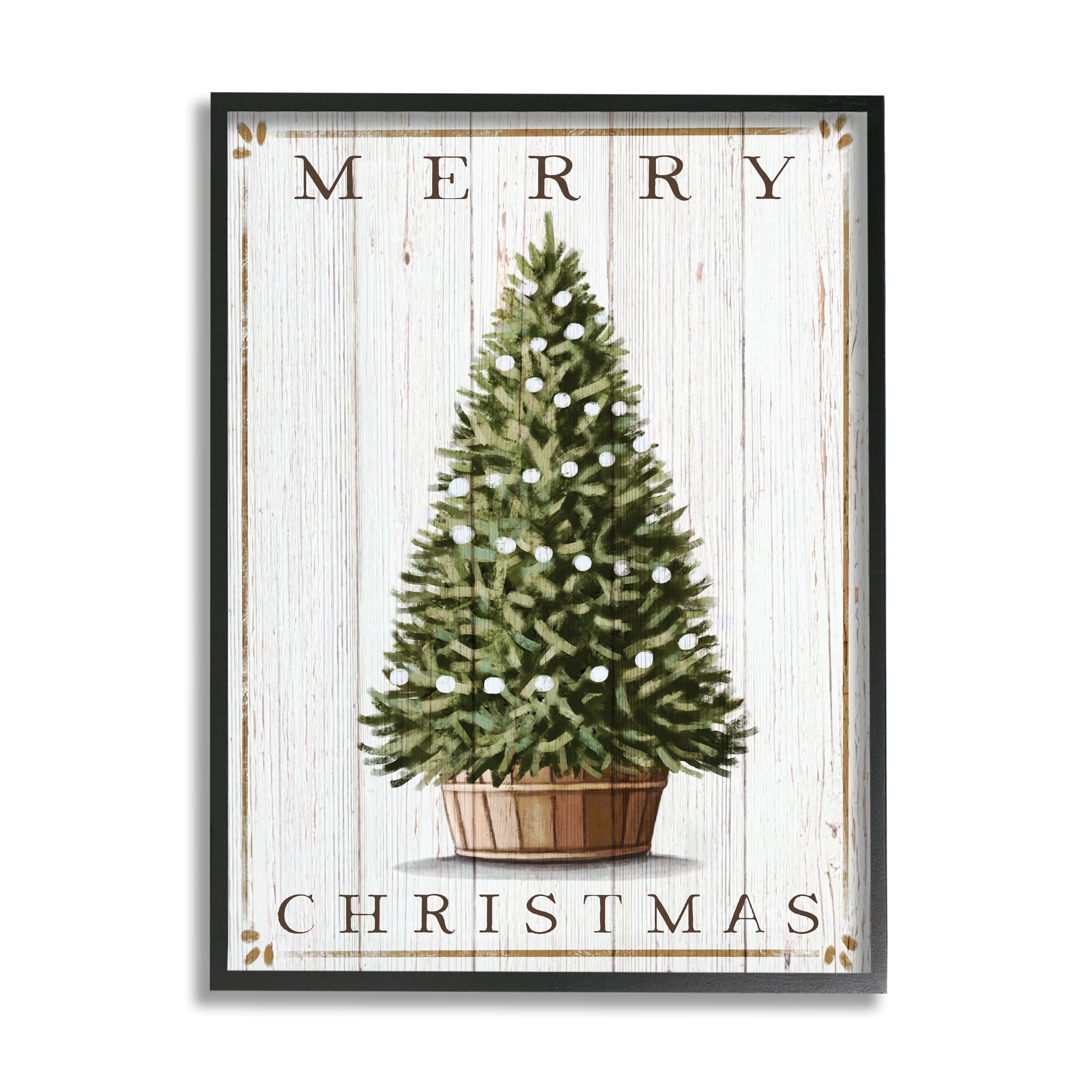 Stupell Industries Merry Christmas Country Farm Tree Rustic Pattern, 24 x 30, Design by Elizabeth Tyndall