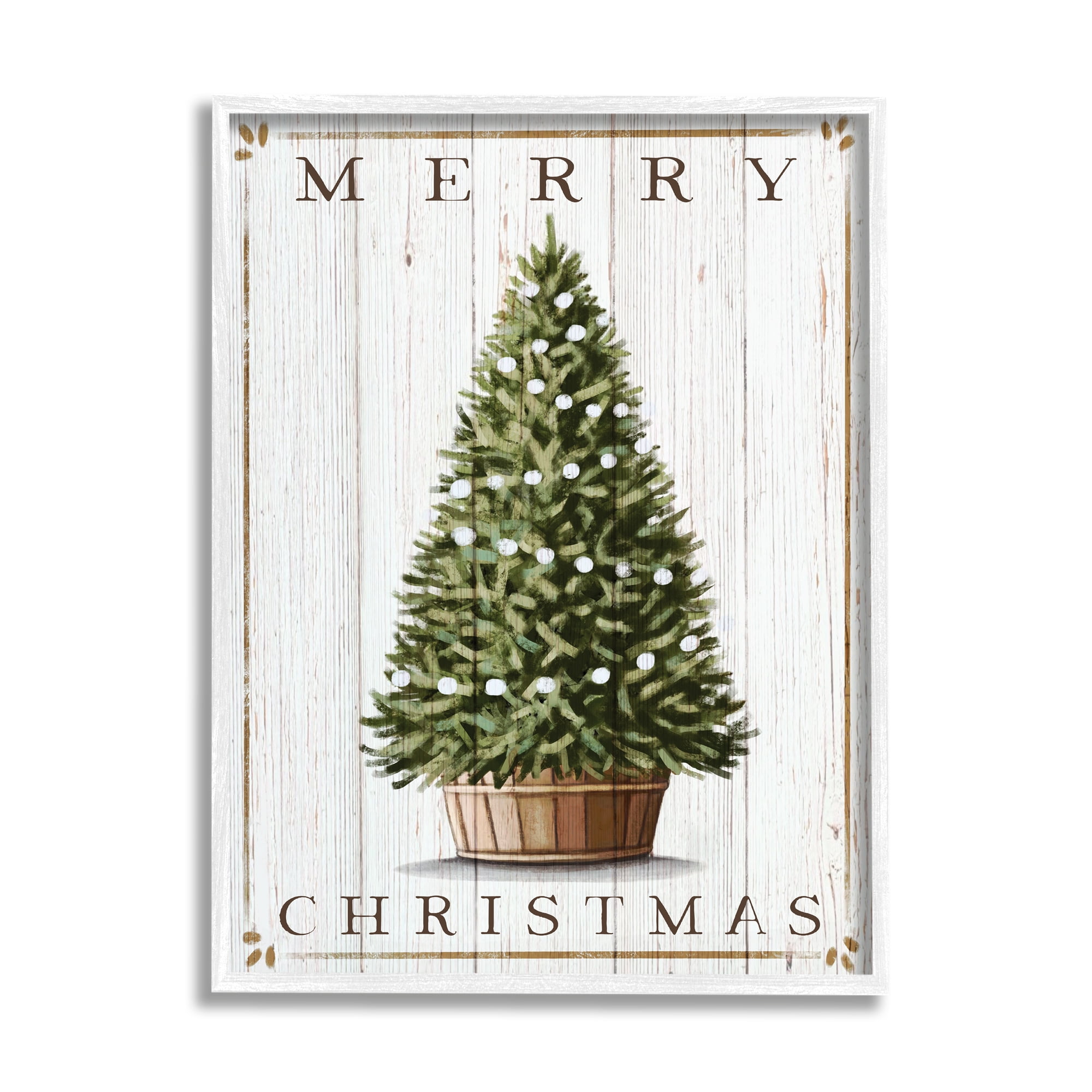 Stupell Industries Merry Christmas Country Farm Tree Rustic Pattern, 24 x 30, Design by Elizabeth Tyndall