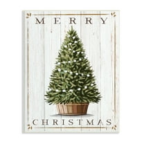 Stupell Industries Merry Christmas Country Farm Tree Rustic Pattern Holiday Painting Unframed Art Print Wall Art, 10 x 15