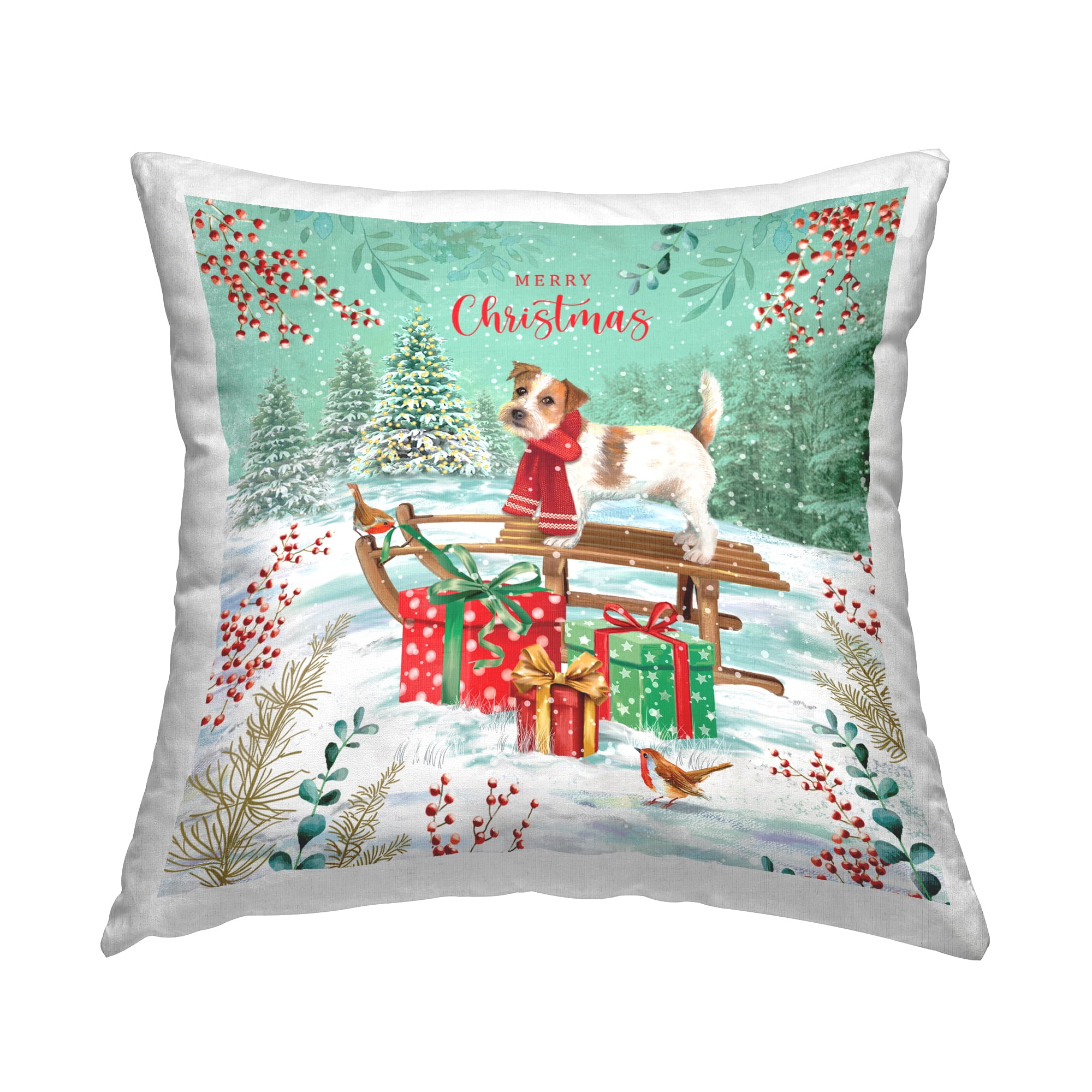Stupell Industries Merry Christmas Dog Sled Printed Throw Pillow Design by Jane Sunner