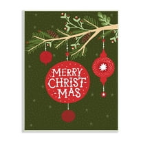 Stupell Industries Merry Christmas Festive Pine Tree Ornament Holiday Painting Unframed Art Print Wall Art, 10 x 15