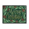 thumbnail image 1 of Stupell Industries Merry Christmas Festive Sentiment Chic Holiday Holly Botanical & Floral Painting Black Framed Art Print Wall Art, 24 x 30, 1 of 8